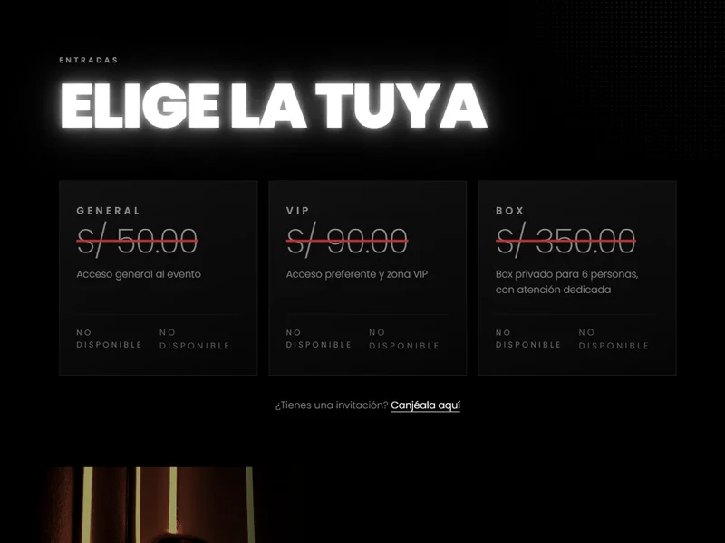 Catálogo de entradas en vivo: General, VIP y Box, con preventas programadas